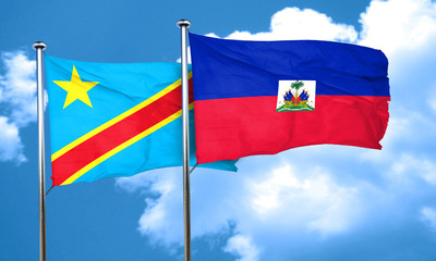 Democratic republic of the congo flag with Haiti flag, 3D render