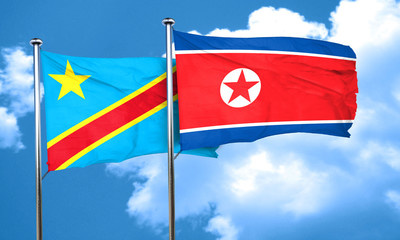 Democratic republic of the congo flag with North Korea flag, 3D