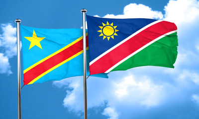 Democratic republic of the congo flag with Namibia flag, 3D rend
