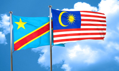 Democratic republic of the congo flag with Malaysia flag, 3D ren