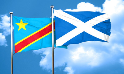 Democratic republic of the congo flag with Scotland flag, 3D ren