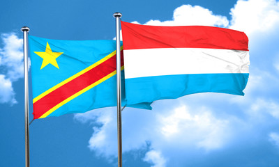 Democratic republic of the congo flag with Luxembourg flag, 3D r