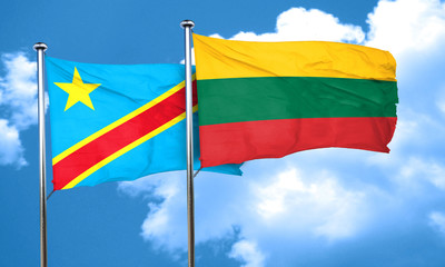 Democratic republic of the congo flag with Lithuania flag, 3D re