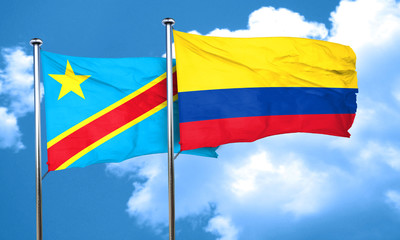 Democratic republic of the congo flag with Colombia flag, 3D ren