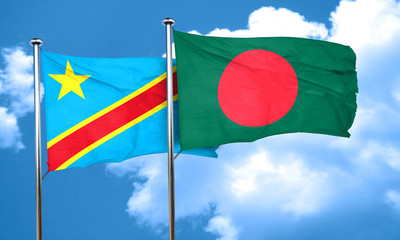 Democratic republic of the congo flag with Bangladesh flag, 3D r