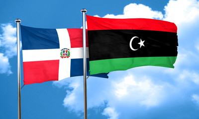 dominican republic flag with Libya flag, 3D rendering