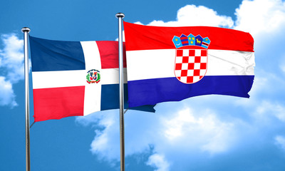 dominican republic flag with Croatia flag, 3D rendering