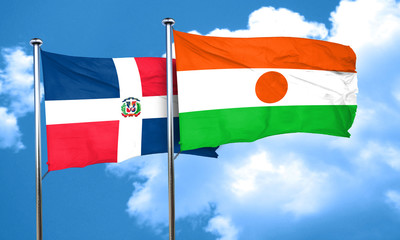dominican republic flag with Niger flag, 3D rendering