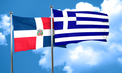dominican republic flag with Greece flag, 3D rendering