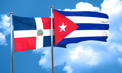 dominican republic flag with cuba flag, 3D rendering