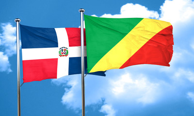 dominican republic flag with congo flag, 3D rendering