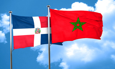 dominican republic flag with Morocco flag, 3D rendering
