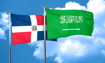 dominican republic flag with Saudi Arabia flag, 3D rendering