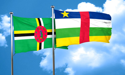 Dominica flag with Central African Republic flag, 3D rendering