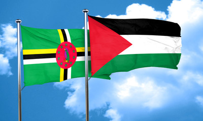 Dominica flag with Palestine flag, 3D rendering