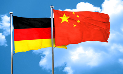 German flag with China flag, 3D rendering