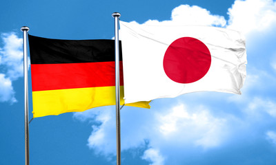 German flag with Japan flag, 3D rendering