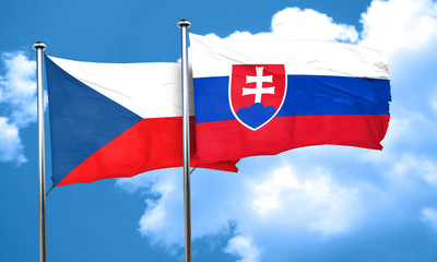 czechoslovakia flag with Slovakia flag, 3D rendering