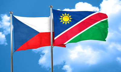 czechoslovakia flag with Namibia flag, 3D rendering
