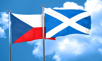 czechoslovakia flag with Scotland flag, 3D rendering