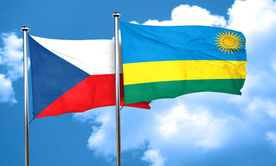 czechoslovakia flag with rwanda flag, 3D rendering