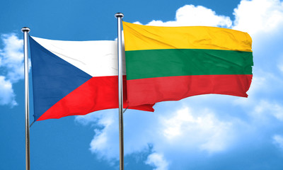 czechoslovakia flag with Lithuania flag, 3D rendering