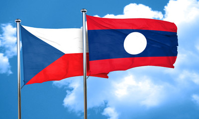 czechoslovakia flag with Laos flag, 3D rendering