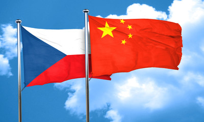 Fototapeta na wymiar czechoslovakia flag with China flag, 3D rendering