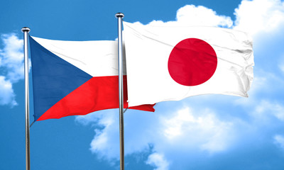 czechoslovakia flag with Japan flag, 3D rendering