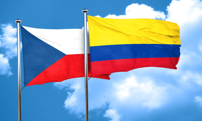 czechoslovakia flag with Colombia flag, 3D rendering