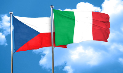 czechoslovakia flag with Italy flag, 3D rendering