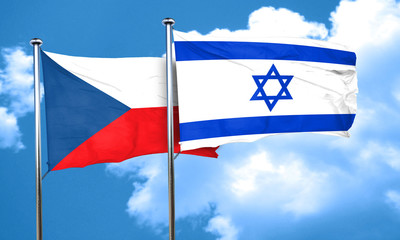 czechoslovakia flag with Israel flag, 3D rendering