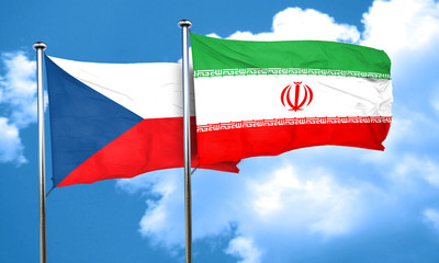 czechoslovakia flag with Iran flag, 3D rendering