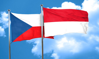 czechoslovakia flag with Indonesia flag, 3D rendering