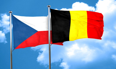 czechoslovakia flag with Belgium flag, 3D rendering