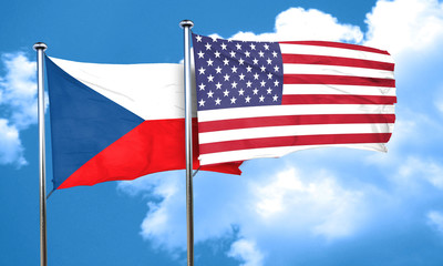 czechoslovakia flag with American flag, 3D rendering