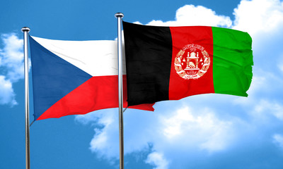 czechoslovakia flag with afghanistan flag, 3D rendering
