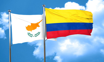 Cyprus flag with Colombia flag, 3D rendering