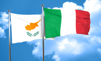 Cyprus flag with Italy flag, 3D rendering