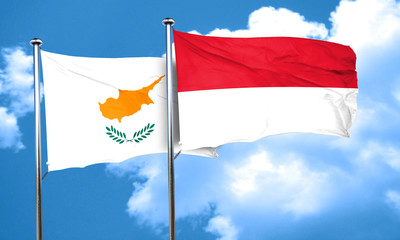 Cyprus flag with Indonesia flag, 3D rendering