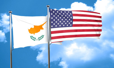 Cyprus flag with American flag, 3D rendering