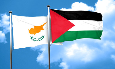 Cyprus flag with Palestine flag, 3D rendering