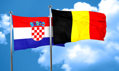 croatia flag with Belgium flag, 3D rendering