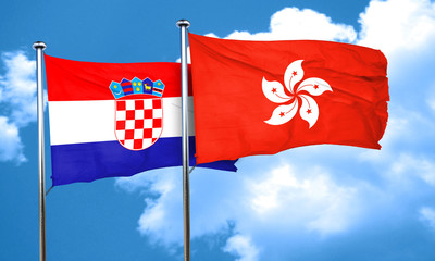 croatia flag with Hong Kong flag, 3D rendering
