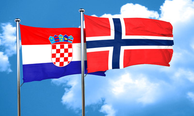 croatia flag with Norway flag, 3D rendering