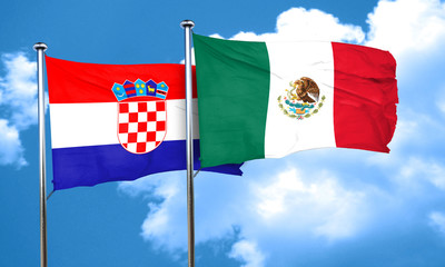 croatia flag with Mexico flag, 3D rendering