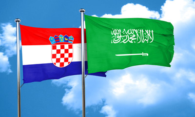 croatia flag with Saudi Arabia flag, 3D rendering