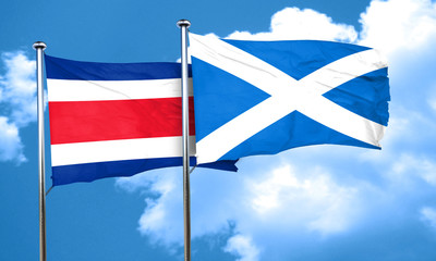 Costa Rica flag with Scotland flag, 3D rendering