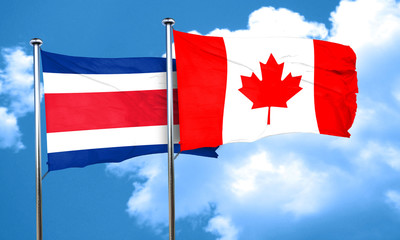 Costa Rica flag with Canada flag, 3D rendering