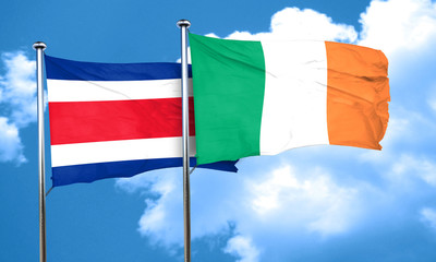 Costa Rica flag with Ireland flag, 3D rendering